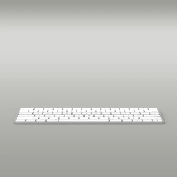Geïsoleerd Wit Toetsenbord Van Personal Computer Grijze Achtergrond — Stockfoto