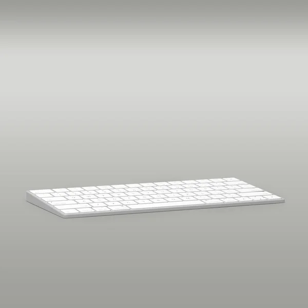 Geïsoleerd Wit Toetsenbord Van Personal Computer Grijze Achtergrond — Stockfoto