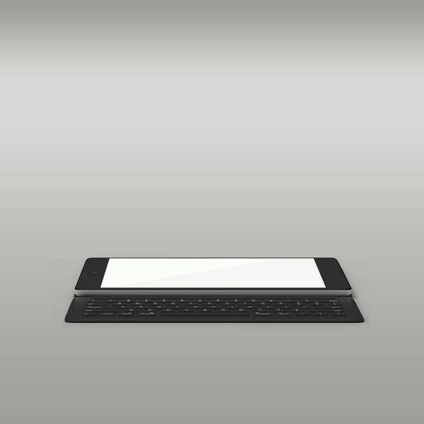 グレーの背景に隔離されたユーザーのためのペンタブレット外付けキーボード — ストック写真