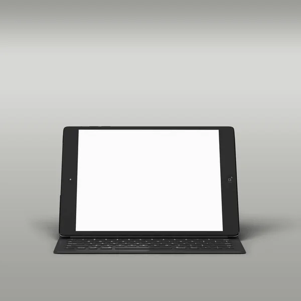 Pen Tablet Teclado Externo Para Simplesmente Usuário Isolado Fundo Cinza — Fotografia de Stock