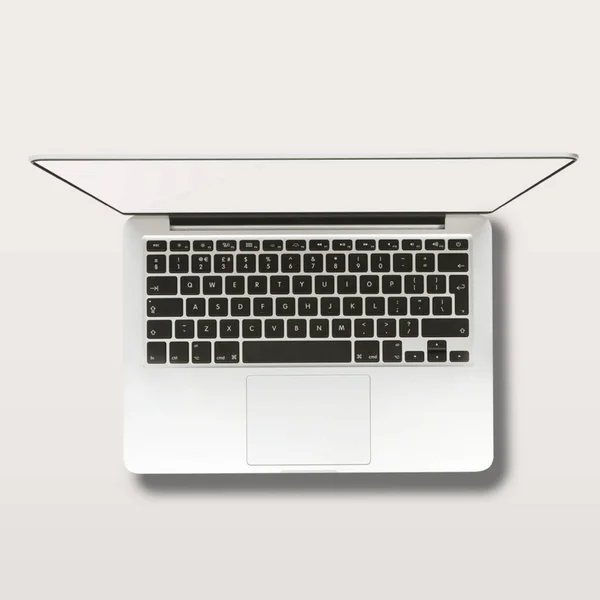 空白白色笔记本电脑屏幕 用于灰色背景下隔离的模拟项目 — 图库照片