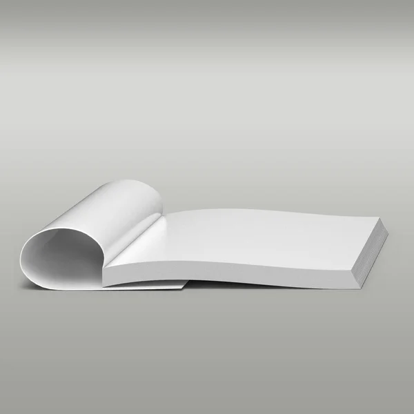 灰色の背景に隔離された空白の白い雑誌 — ストック写真