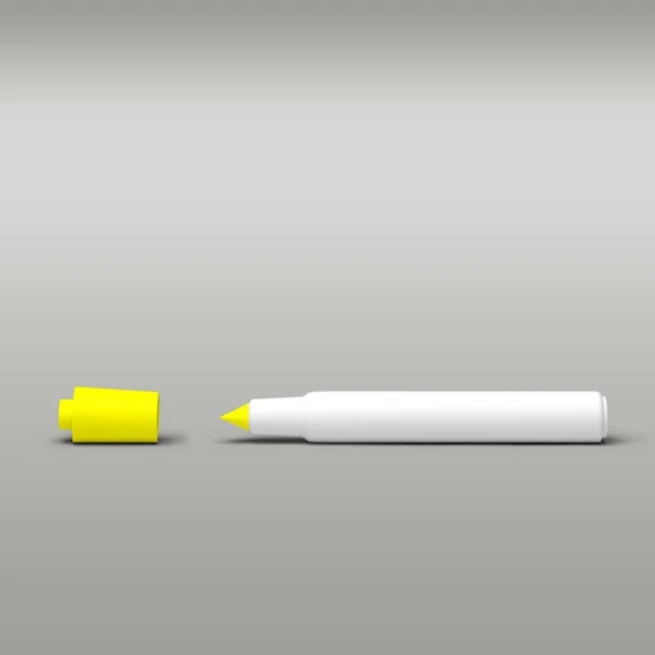灰色の背景に隔離された黄色のマーカーペン — ストック写真