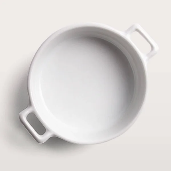 White Medium Rounded Pot Flat Lay Concept Isolated White Background — Stock Photo, Image