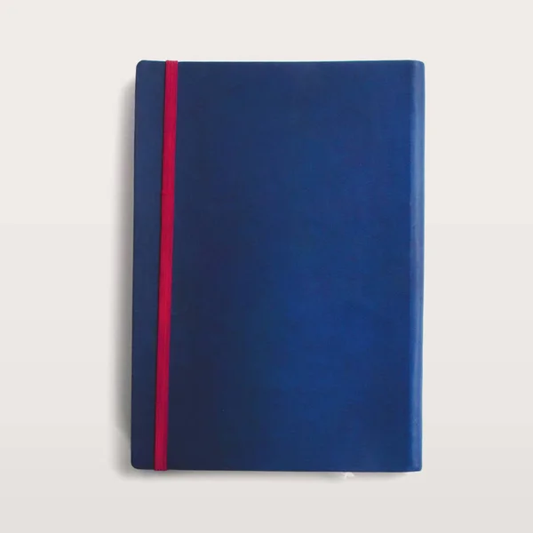 Modrý Notebook Plochou Ležel Koncept Izolované Bílém Pozadí — Stock fotografie