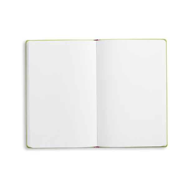 背景は白を基調とした平置きのノート — ストック写真