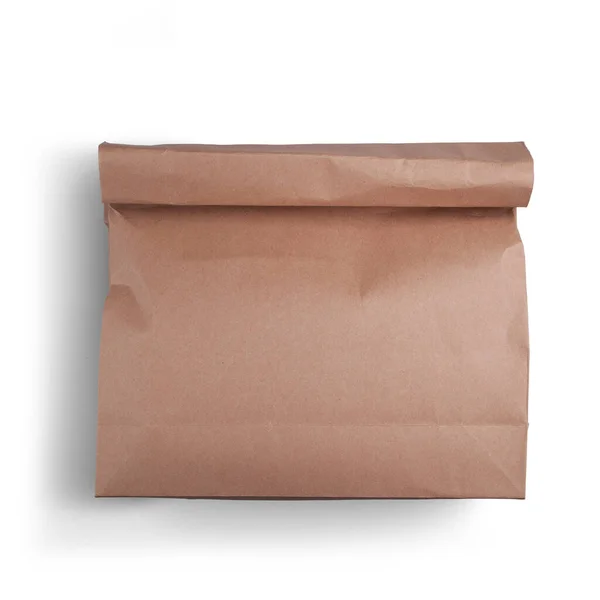 经典的褐色纸袋隔离在白色背景适合您的模型设计 — 图库照片