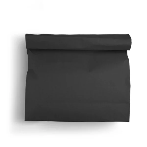 Classical Black Paper Bag Isolated White Background Fit Your Mockup — Stock Photo, Image