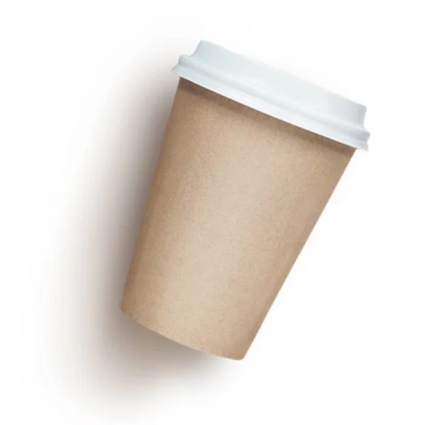 Taza Café Kraft Blanco Para Llevar Con Tapa Blanca Aislada —  Fotos de Stock