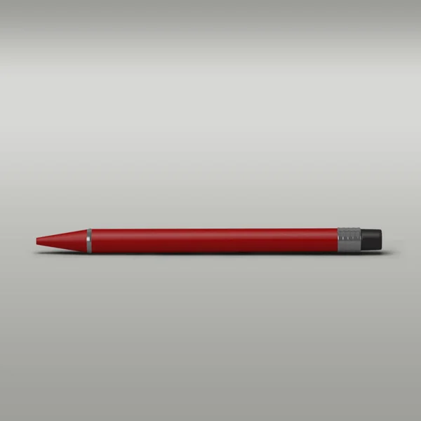 Червона Ручка Письменника Ізольована Сірому Фоні — стокове фото