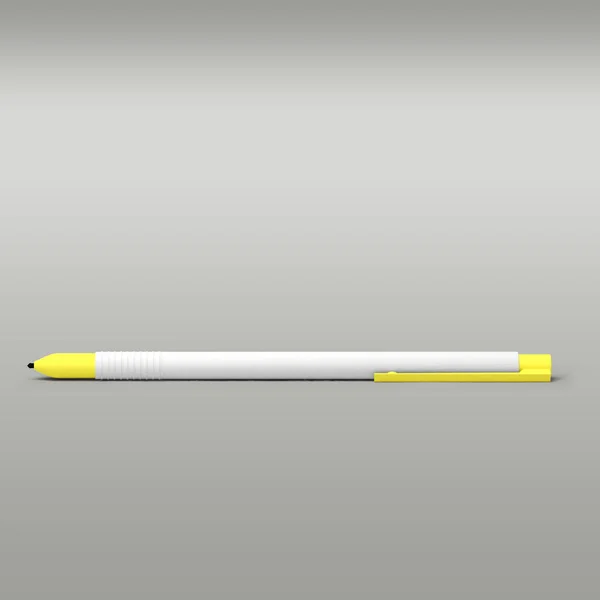 Κίτρινο Στυλό Για Συγγραφέα Απομονωμένο Γκρι Φόντο — Φωτογραφία Αρχείου