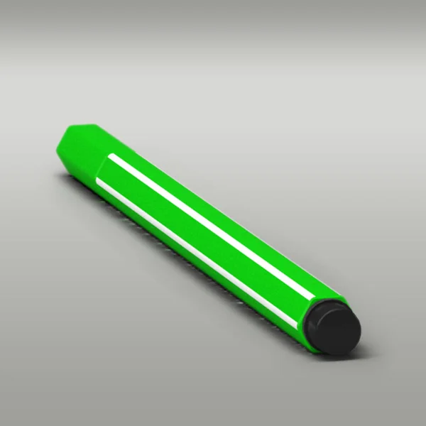 Penna Verde Scrittore Isolato Sfondo Grigio — Foto Stock