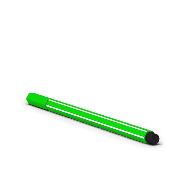 Zielony Długopis Dla Pisarza Odizolowany Szarym Tle — Zdjęcie stockowe