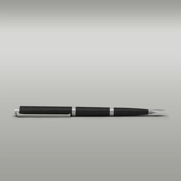 Чорна Ручка Письменника Ізольована Сірому Фоні — стокове фото