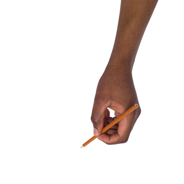 Beyaz Arka Planda Elinde Kalem Tutan Adam Eğitim Kavramına Elinle — Stok fotoğraf