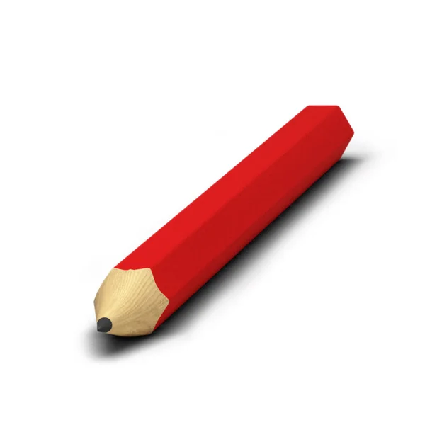 Piros Ceruza Nagy Méret Elszigetelt Szürke Háttér — Stock Fotó