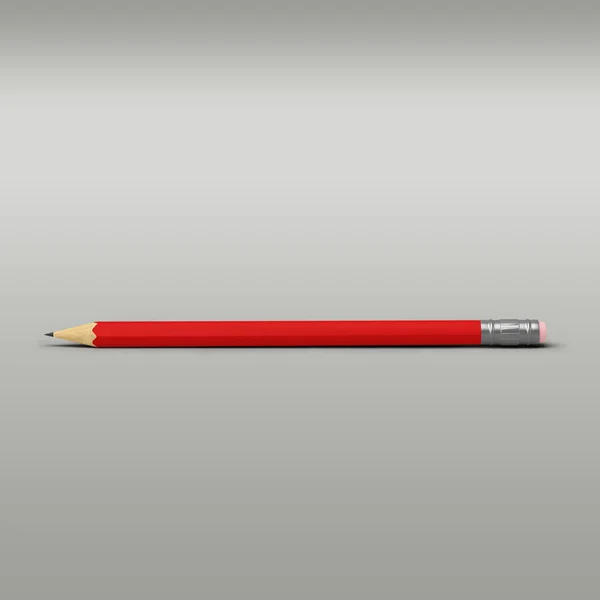 红色铅笔 大尺寸 带橡皮工具 灰色背景隔离 — 图库照片