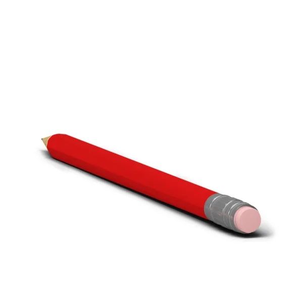红色铅笔 大尺寸 带橡皮工具 灰色背景隔离 — 图库照片
