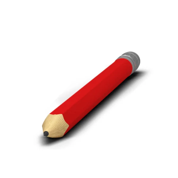 Červená Tužka Velké Velikosti Gumovým Nástrojem Izolované Šedém Pozadí — Stock fotografie