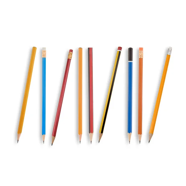 Powrót Koncepcji Szkoły Ołówkami Odizolowanymi Szarym Tle — Zdjęcie stockowe