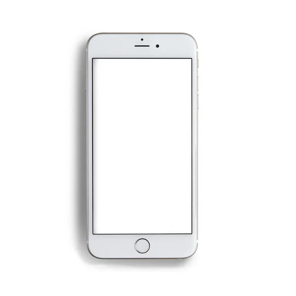 Lesklé Smartphony Izolované Šedém Pozadí Prázdnou Bílou Obrazovkou Pro Mokup — Stock fotografie
