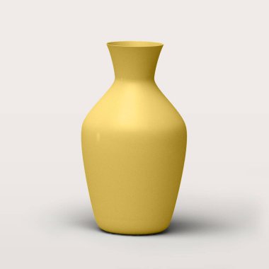 Boş beyaz arkaplanda izole edilmiş ofis dekorasyonu için boş modern vazo.