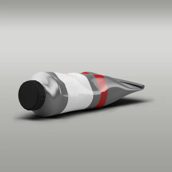 Red Tube Paint Pasta Isolated Grey Background — Stock Photo, Image