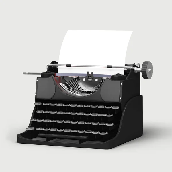 Eine Alte Schreibmaschine Mit Weißem Blatt Auf Weißem Hintergrund — Stockfoto