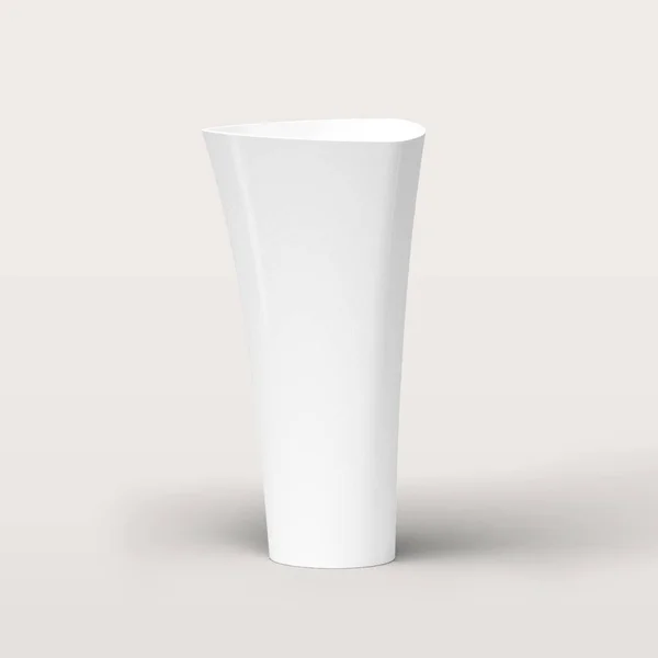 空白の白い背景に隔離されたオフィス装飾のための空のシンプルなモダンな花瓶 — ストック写真