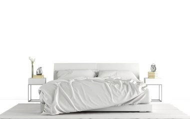 Boş beyaz yatağın görüntüsünü kapat.