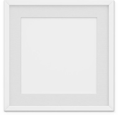 Sade arkaplanda izole edilmiş boş beyaz kare fotoğraf çerçevesini kapat.