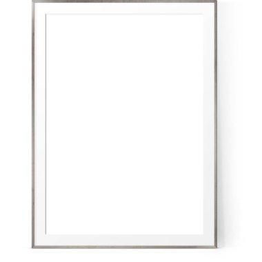 Sade arkaplanda izole edilmiş gümüş duvar çerçevesinin boş biçimi, varlık elemanlarınıza uygundur.