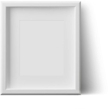 Proje elementiniz için sade bir arkaplan üzerinde boş bir beyaz fotoğraf çerçevesi görüntüleyin.