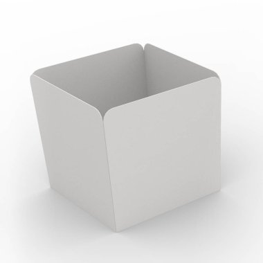 Kare kare mini fincan kavramı, yiyecek projesi için uygun, sade arka planda izole..