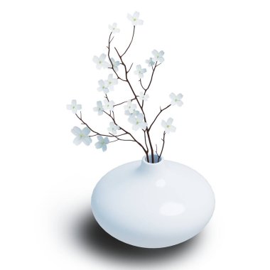 Sade arka planda izole edilmiş ot üzerindeki ev dekorasyonu konsepti çiçeği.