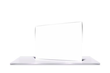 Beyaz arkaplanda izole edilmiş boş beyaz broşür kavramı, basit proje için kullanılabilir.