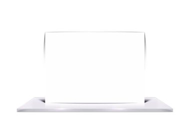 Beyaz arkaplanda izole edilmiş boş beyaz broşür kavramı, basit proje için kullanılabilir.