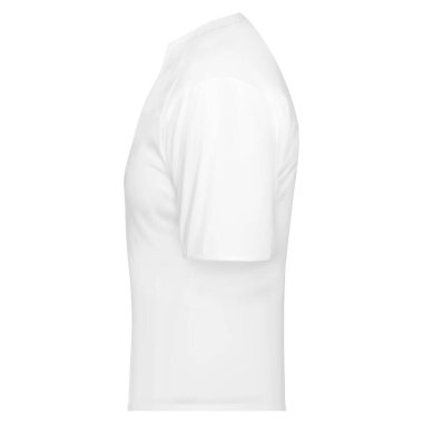 Düz arkaplanda izole edilmiş manken için boş beyaz erkek tişörtünü kapat.