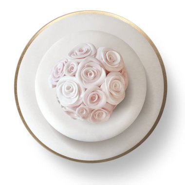 Düğün pastası kavramı, yemek projesi için uygun, arka planda izole edilmiş..