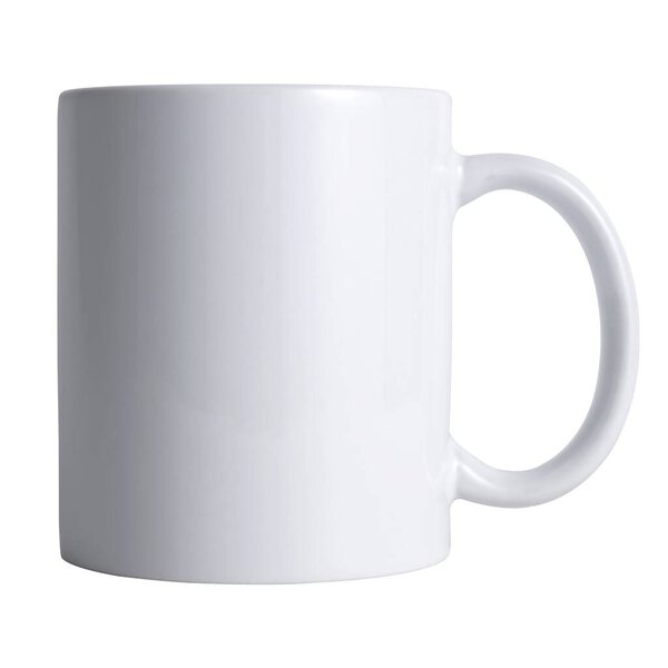 Creative concept of blank simple mug isolated on plain background.