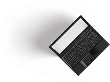 Gerçekçi dizüstü bilgisayar, şeffaf arkaplanda izole edildi. Elektronik sahneler projesi için uygun element.