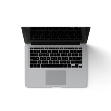 Beyaz arkaplanda izole edilmiş dizüstü bilgisayarı kapat.