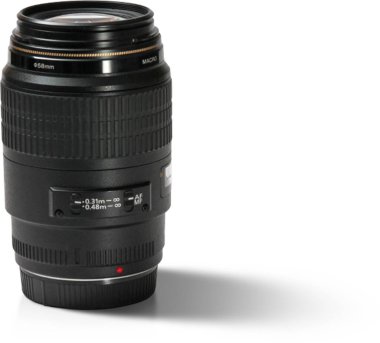 Gerçekçi kamera merceği arka planda izole edildi. Elektronik sahne projesi için uygun element.