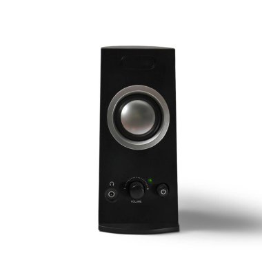 Gerçekçi konuşmacı şeffaf arkaplanda izole edildi. Sahne projeleri için uygun unsur