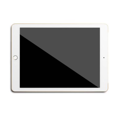 Saydam arkaplan üzerinde gerçekçi izole edilmiş parlak tablet. Sahne projeleri için uygun element.
