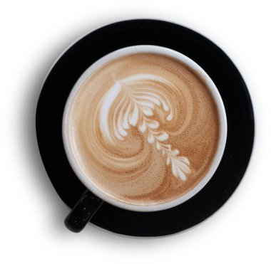 Sıcak kahve içeceği, içki konseptine uygun küçük tabakta yakın görüntü..