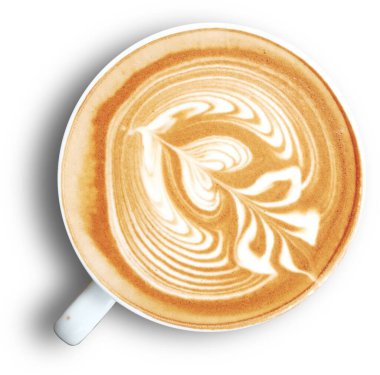 Üst manzara çeşitli kahve fincanları sade arka planda izole edilmiş..