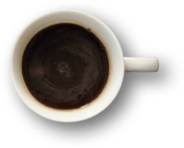 Sade beyaz arkaplandaki izole edilmiş kahve fincanını kapat, element tasarımı ve projenize uygun.