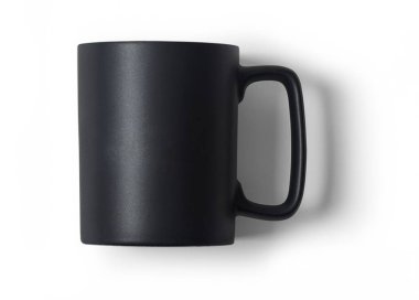 Gerçekçi siyah kupa şeffaf arkaplanda izole edildi. Sahne projeleri için uygun element.