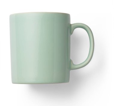 Sade beyaz arkaplandaki izole edilmiş kahve fincanını kapat, element tasarımı ve projenize uygun.